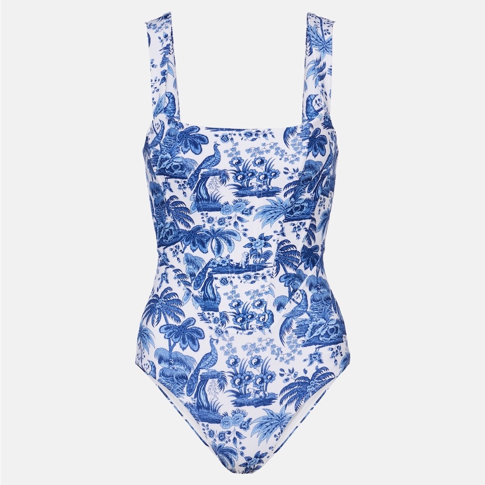 NWT Blue and White Paisley Padded Swim One Piece